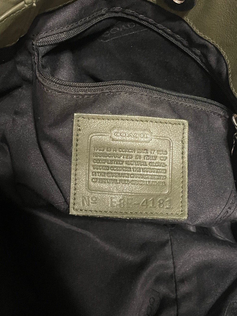 Coach Olive Green Leather Tote Bag - Picture 5 of 5